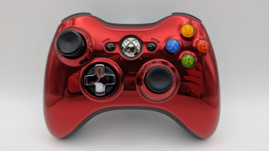 Xbox 360 Original Wireless Controller Rot Metallic Chrome Schwarz 0065