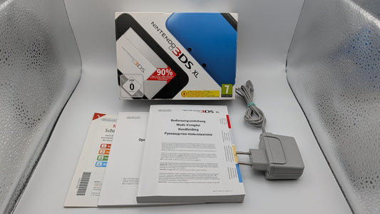Leer / Empty - Nintendo 3DS XL OVP Blue + Black - Ladekabel - Anleitung