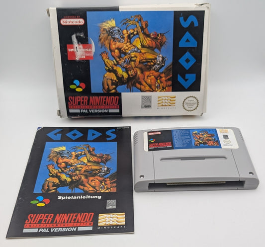 Gods - OVP - Modul - Anleitung - Super Nintendo SNES