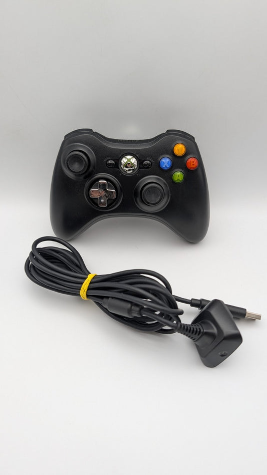 Original Xbox 360 Wireless Controller Schwarz + USB Ladekabel