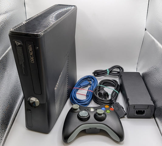 Xbox 360 S Konsole Schwarz ohne Festplatte - Wireless Controller + Kabel