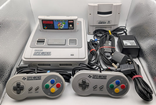 Super Nintendo SNES Konsole PAL - 2 x Controller original - Mario World Gameboy