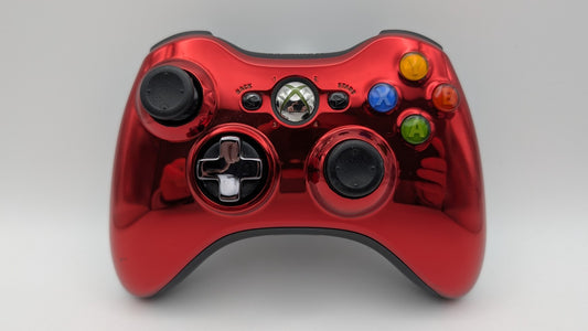 Xbox 360 Original Wireless Controller Rot Metallic Chrome Schwarz 0064