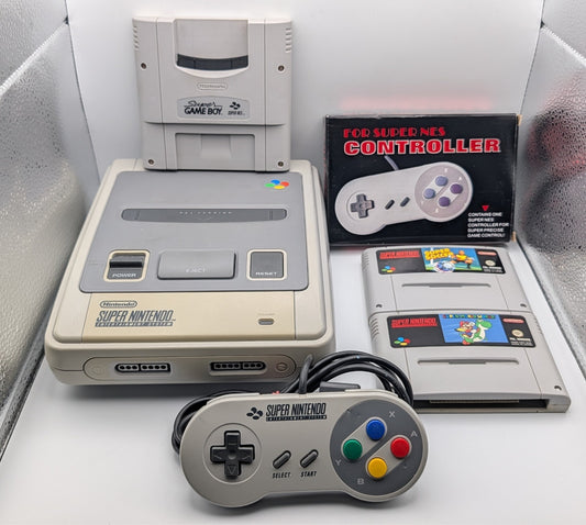 Super Nintendo SNES Konsole PAL - 2x Controller - Mario World Soccer - Kabel