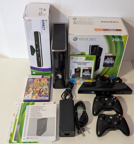 Xbox 360 S 250 GB Konsole Forza Motorsport 3 OVP - 2x Wireless Controller Kinect