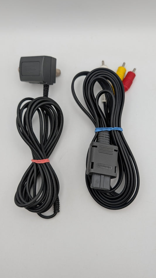 Super Nintendo SNES - Cinch AV / TV + SNSP-003 RF Switch Antennenkabel Original